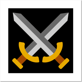 Minimalist Crossed Swords Icon (Light) Posters and Art